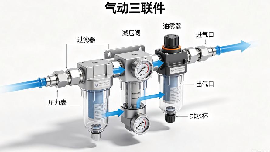 工业气动三联件油雾器安装实物图