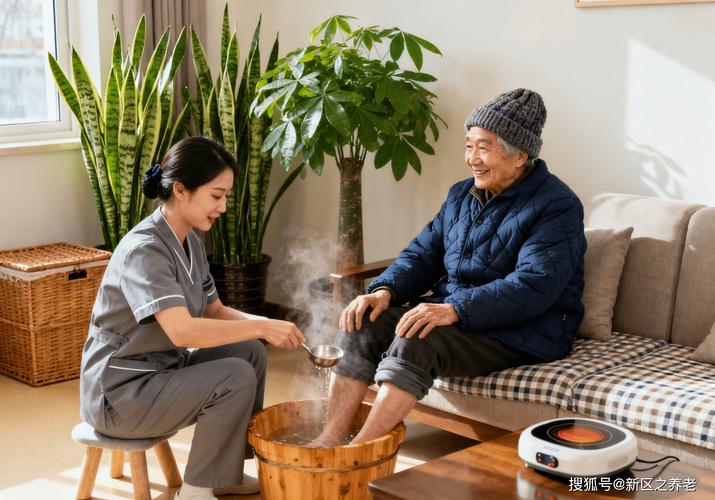 晚间温水泡脚放松场景图