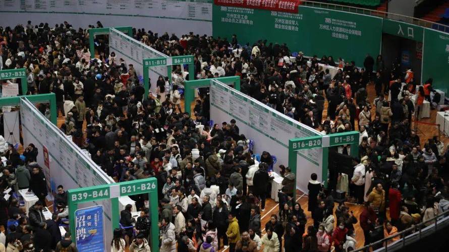 双一流大学招聘会现场冷热专业摊位对比