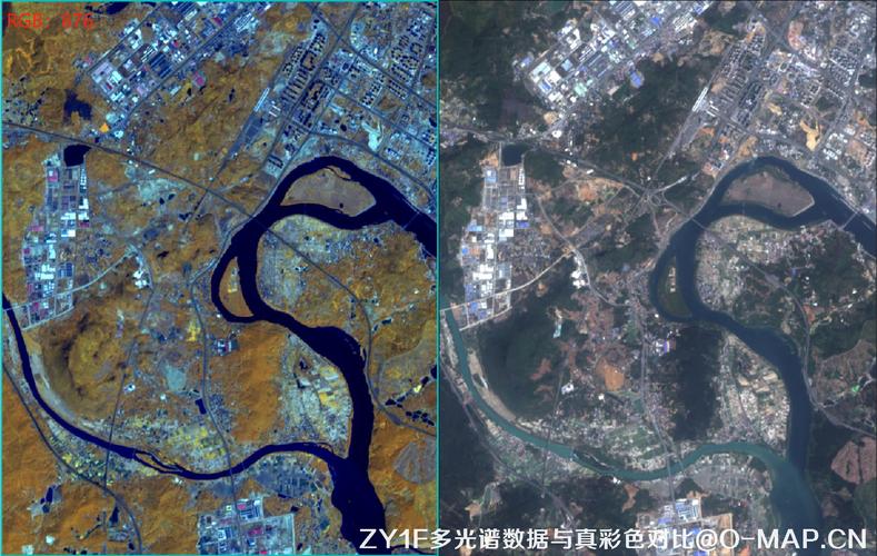 卫星影像后期调色加工对比图