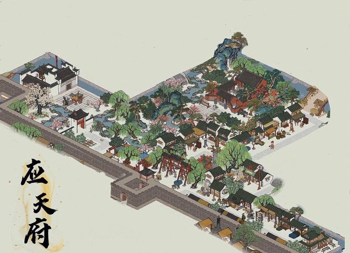 独立游戏江南百景图的手绘风格街市场景