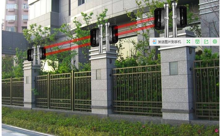 明清文保单位墙根红外对射安防设备实拍