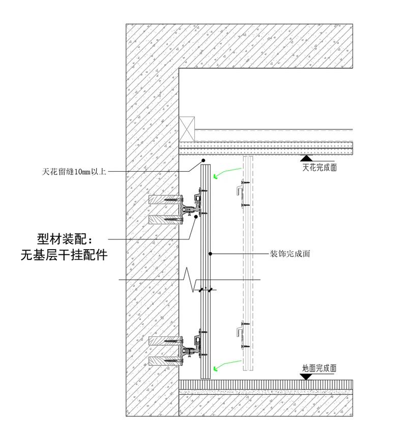 岩板上墙施工蝴蝶扣挂件示意图