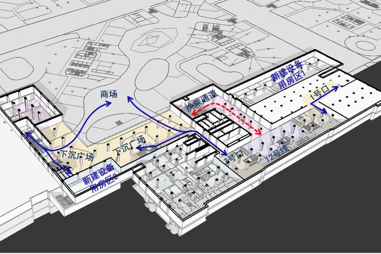 南京新街口核心区地下空间分层开发剖面图
