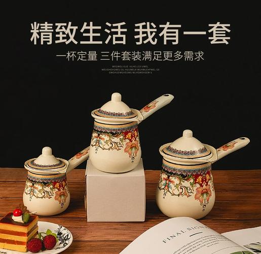 改造后旧搪瓷咖啡壶干花居家摆件