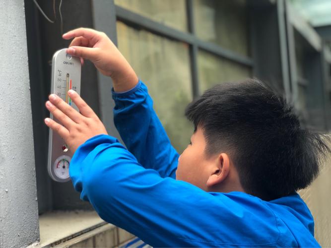 中小学校园气象站学生分组气温测量实践
