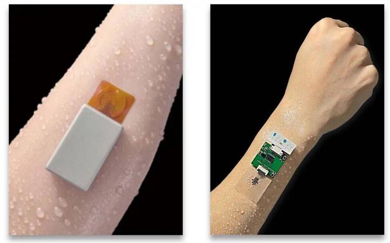可穿戴纳米汗液传感器贴在手腕实拍图