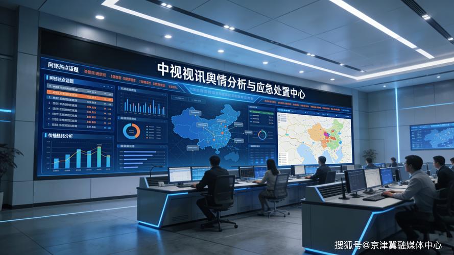 危机公关作战室实时舆情监控屏幕