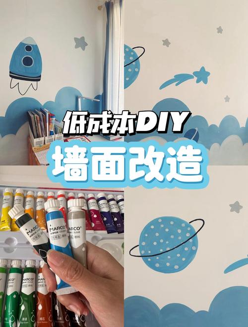 儿童用安全颜料在白板墙上绘画