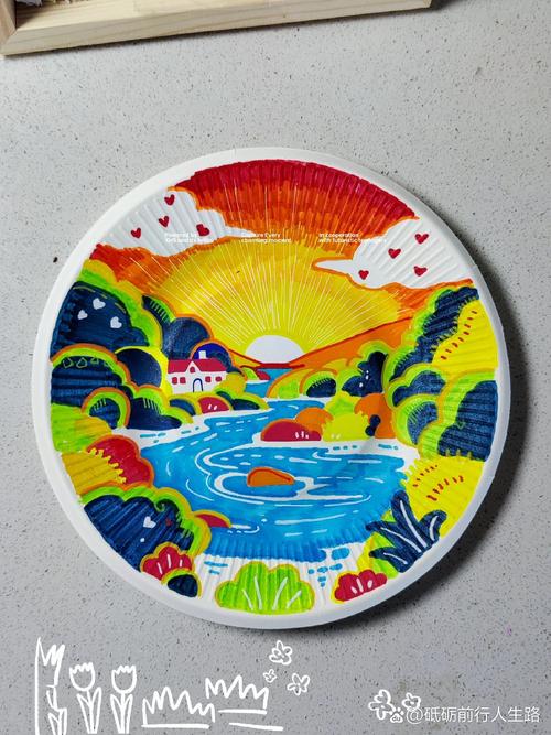 儿童手绘彩虹健康餐盘作品