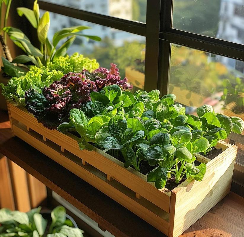 工业化城市家庭阳台孩子种青菜有机养育场景