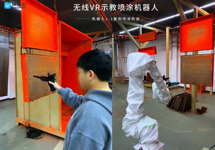 喷涂机器人编程示教现场图