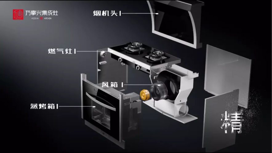 集成灶内部模块化结构拆解图