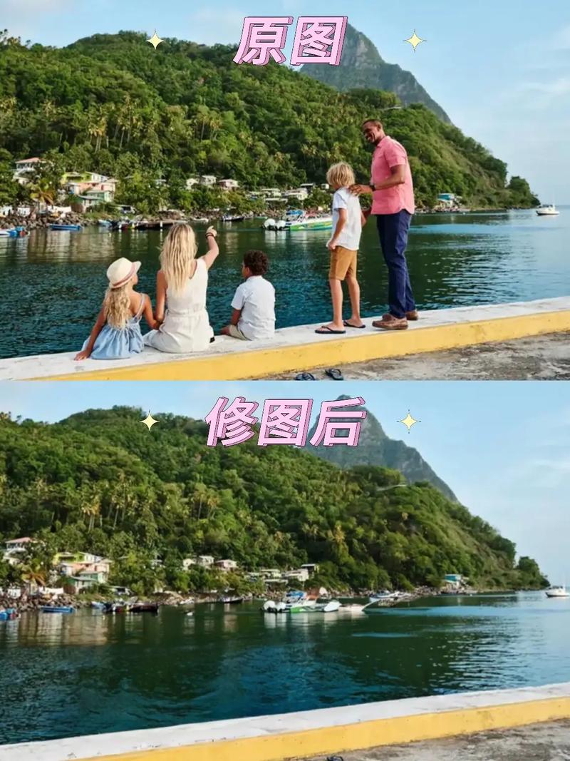 手机应用Retouch移除照片路人前后对比