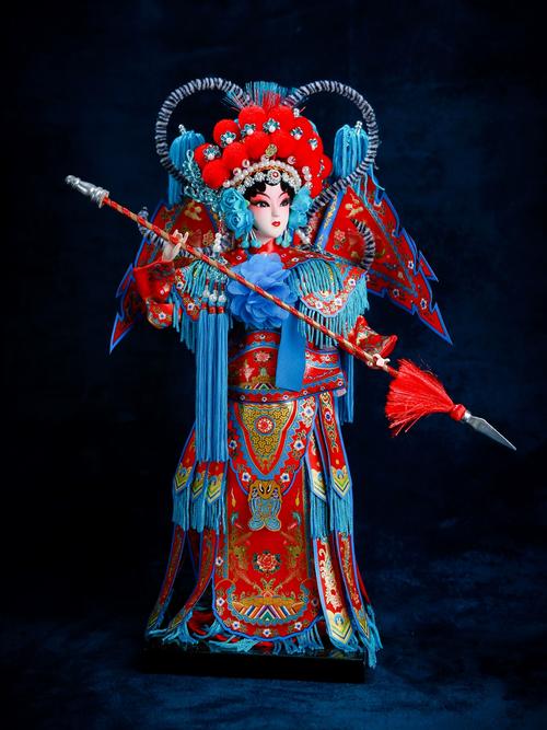 北京绢人穆桂英戏曲人物手部细节特写