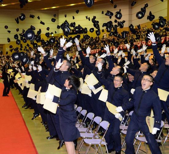 毕业生抛掷MBA学位帽庆祝