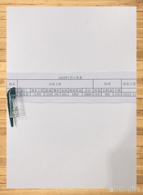 劳动法规定标准工资条实拍