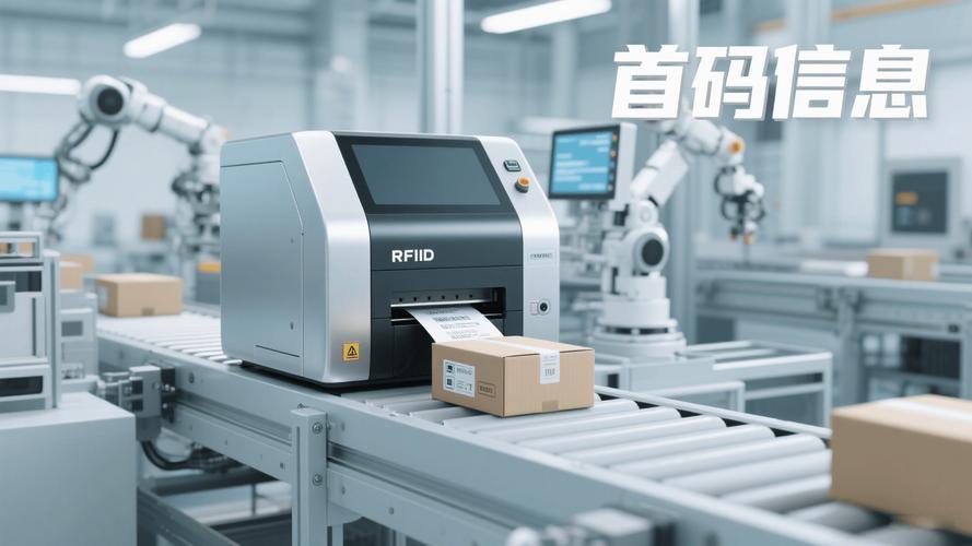 工业车间流水线上正在作业的标签打印机实拍