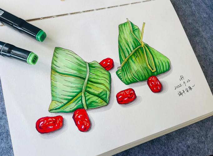 小学生手绘歪长粽子作业纸