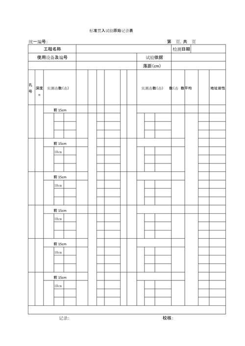 机械毕设学生原始测试数据记录表格
