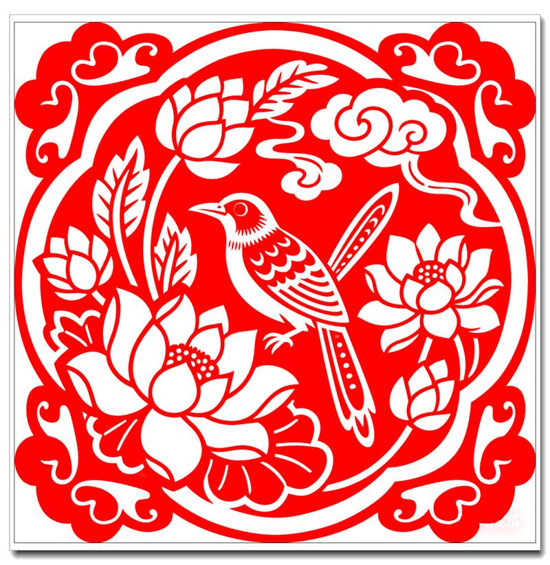 清代民间剪纸花鸟花样底稿