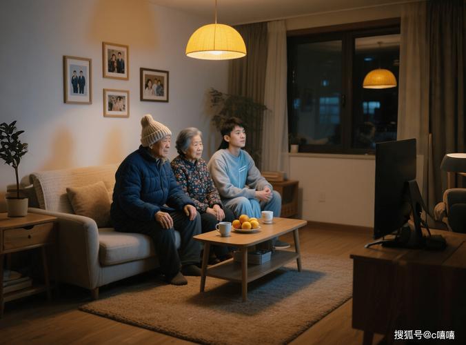 祖孙客厅沙发爷爷故事会温馨现场图