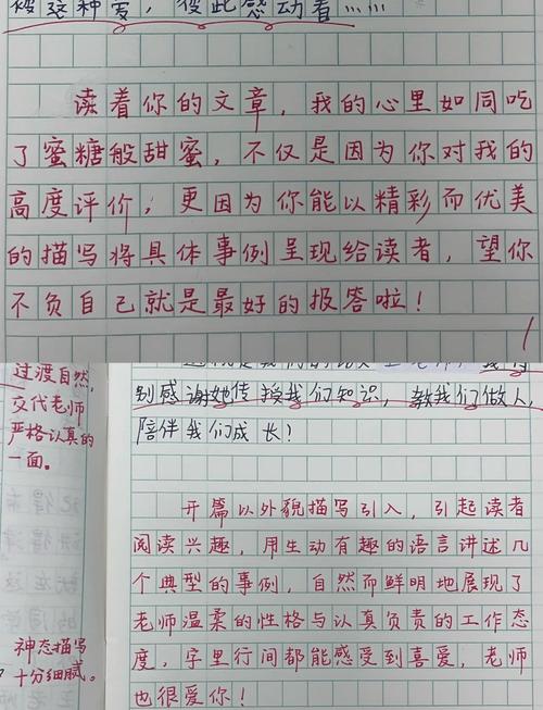中学作文讲评课教师手写批改评语手稿