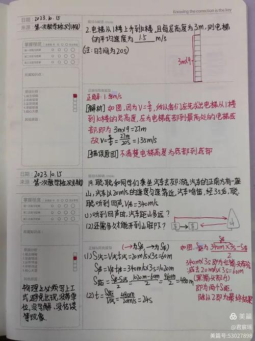 初中生错题本荧光笔标记积分题的实拍