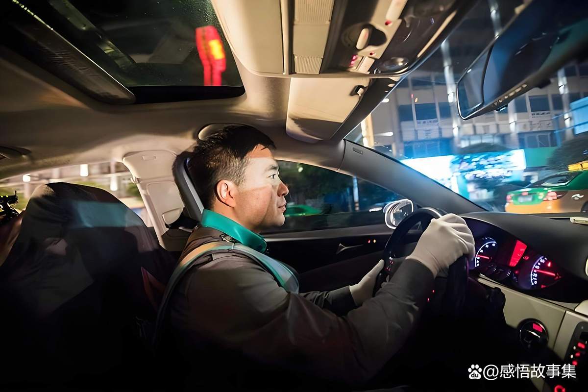 夜晚路边代驾等待接单场景