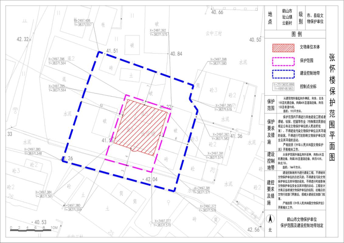 古文化遗址核心区建设控制地带坐标划分图