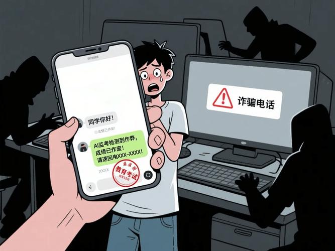 手机屏幕显示诈骗短信弹窗场景