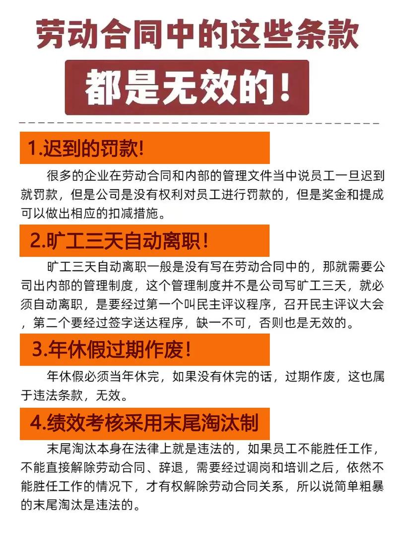 劳动合同常见无效条款标注示意图