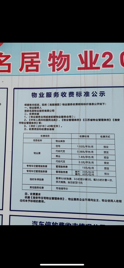 小区物业服务收费公告栏实拍图