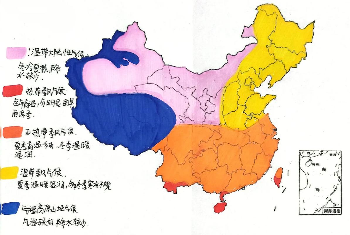 手绘初中地理气候特征答题框架草稿