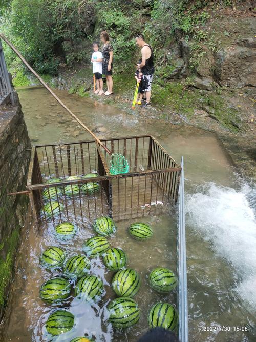 南漳峡门口水库浅滩泡西瓜场景