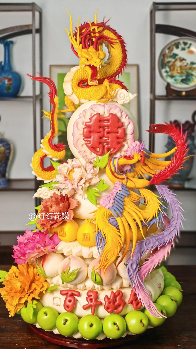 传统手工制作龙凤喜饼过程