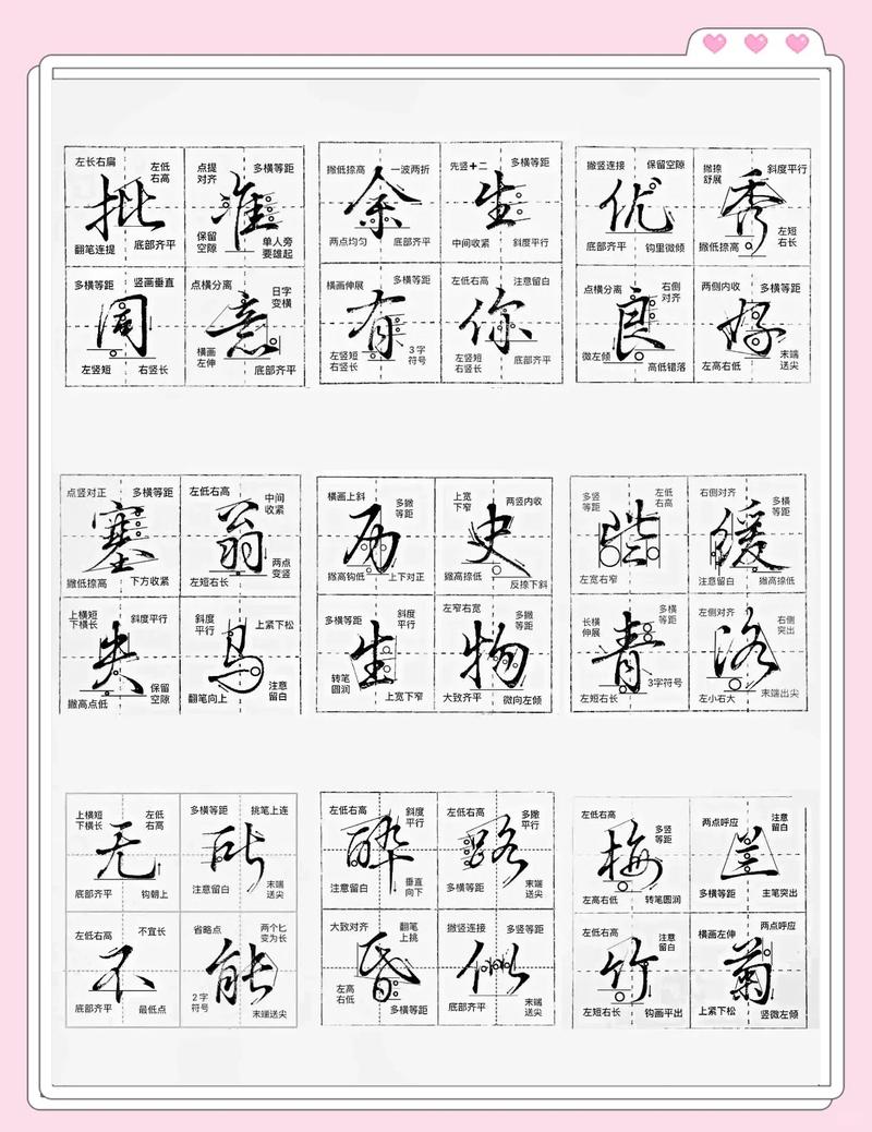 书法练习硬笔字帖与毛笔字对比图