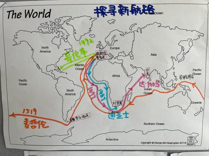 大航海时代航海路线修改手绘稿