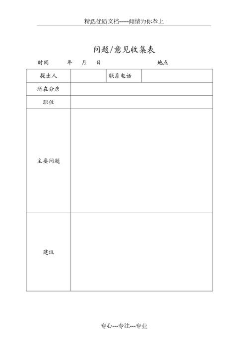 企业内容运营用户真实问题收集登记表