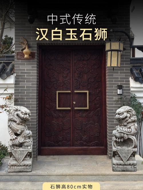 小区大门成对复制石狮子实景图