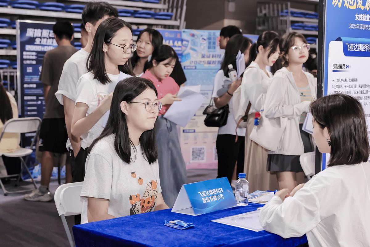 招聘会现场年轻人对比offer纠结场景