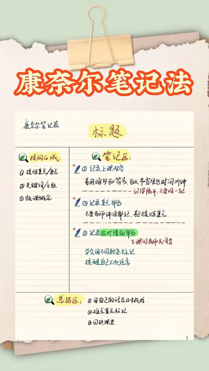学生使用康奈尔笔记法简化学习内容