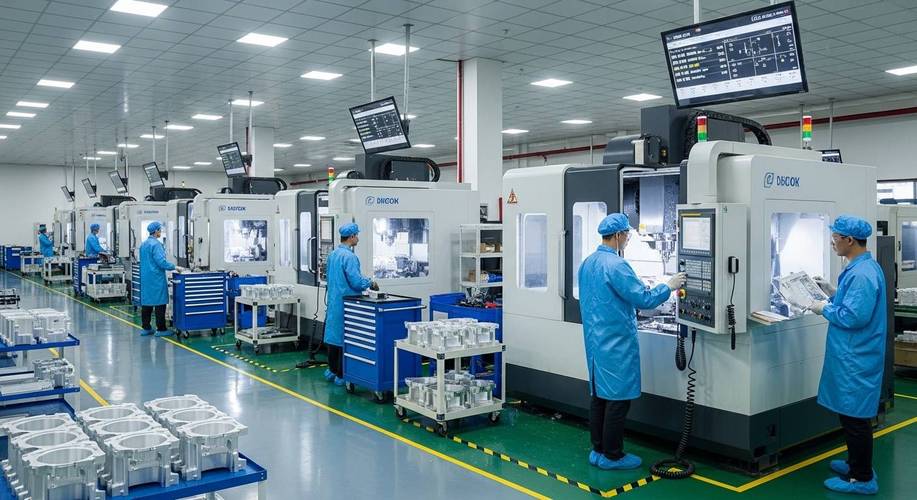精密铝合金壳体CNC加工后密封面视觉检测工位实拍
