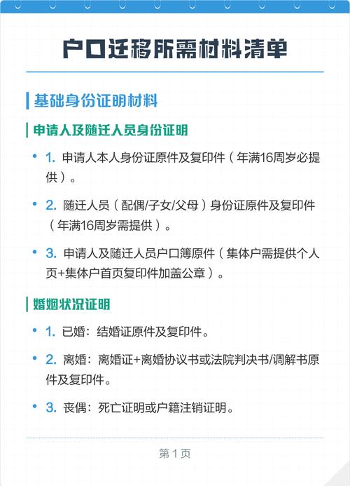 北京离婚户口迁移派出所办理所需材料清单