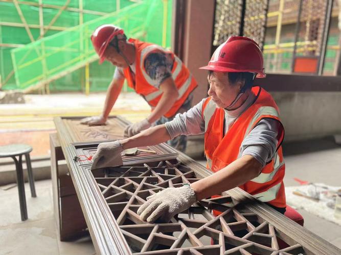 传统古建原材料原工艺修缮施工现场