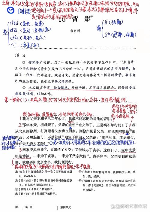 人教版八年级上册语文课本《背影》课文页