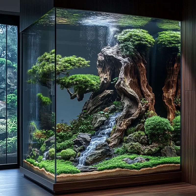 水草造景前景中景后景层次布局示例图