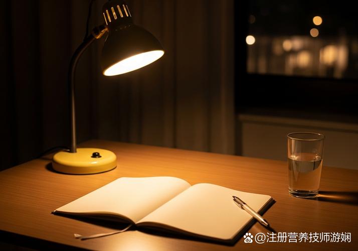 暖黄色台灯照亮书桌一角 夜晚阅读角落