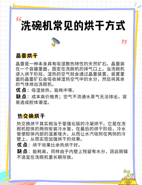 不同洗碗机烘干方式对比示意图