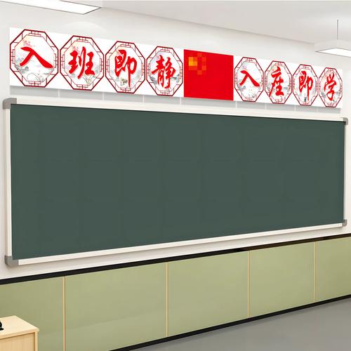中学教室墙面整齐的评比展示标语